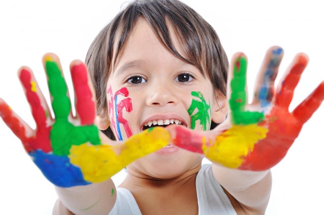 boy painted hands image