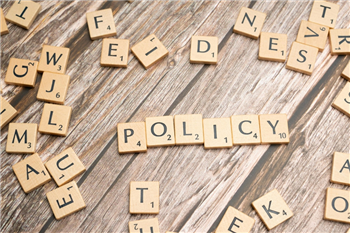 blocks spelling out \'policy\'